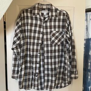 Carhartt Plaid Button-Up Shirt - Brown and White